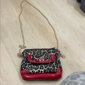 Stylish Leopard Print and Red Women's Bag
